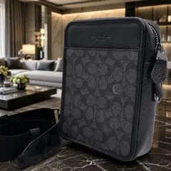 ✨【極美品】✨COACH シグネチャー レザー ショルダーバッグ ブラックのサムネイル