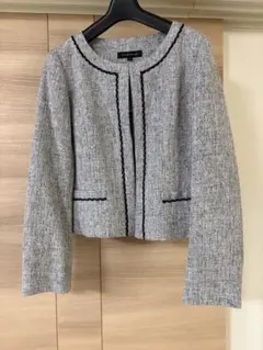 ノーカラージャケット グレー