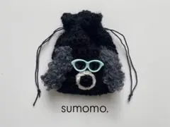 ハンドメイド 編み物 ポーチ 巾着 巾着袋 AirPodsケース イケメン犬 犬