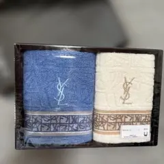 YSLロゴ刺繍入りタオルハンカチ2枚セット