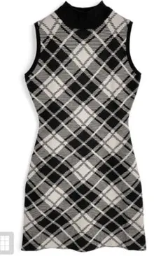 GRL☆チェック柄ノースリーブタイトニットミニワンピース