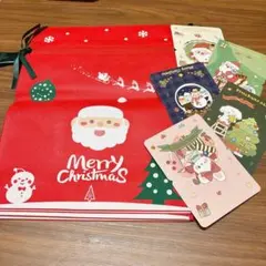 クリスマス ギフトバッグ ラッピング 袋ギフトバッグ5枚グリーティングカード5枚