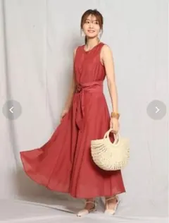 JUSGLITTY ジャスグリッティー　ロング丈ワンピース　Aライン　ダスティー