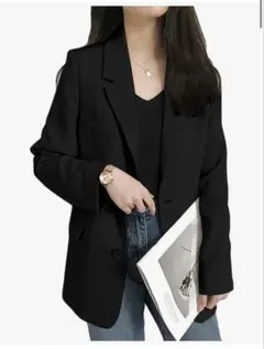 テーラード ジャケット アウター 長袖 レディース スーツ 上着 ブラック