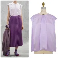 Drawer 定価6.1万♡サテンフロントタックノースリーブブラウス ドゥロワー