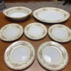 オールドノリタケ　1802 月桂樹N刻印　オーバルプレート 深皿 プレート5枚