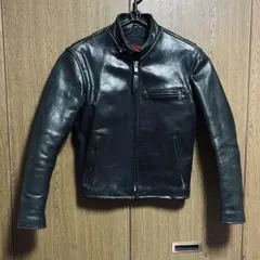 Indian レザー牛革ライダースシングルジャケット／ブラック／38サイズ