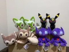 ポケモンぬいぐるみ　ヤミラミ　ブラッキー　オオタチ　ニャオハ　各2体（合計8体）
