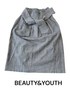 BEAUTY&YOUTH チェック柄リボン付きスカート S