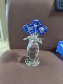 ガラス製 ピンクローズ 花束置物 クリスタル キラキラ 風水 - メルカリ