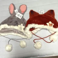 上海ディズニーランド限定　ズートピア　ふわふわ帽子　セット