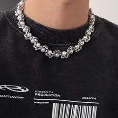 チェーン 鎖 貝パール ネックレス 48－53㎝ 調整可能 サージカルステンレス