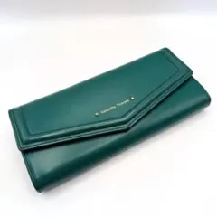 サマンサタバサ スマートレザー長財布 グリーン×ゴールド 牛革