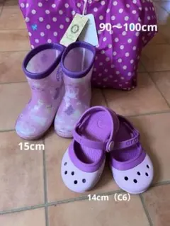 【3点セット】クロックスサンダル&新品プチアンジェリーナレインポンチョ長靴セット