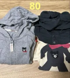 ミキハウス　ダブルビー　薄手パーカー　長袖シャツ　ロンTシャツ　80 セット