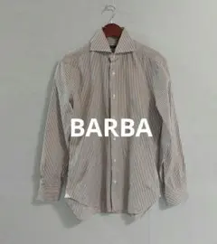 BARBA バルバ バックダーツ ストライプ ワイドカラーシャツ 38のサムネイル