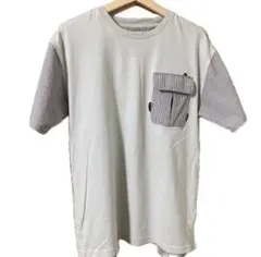 グラニフ ビューティフルシャドー ストライプ ポケット付きTシャツ グレー M