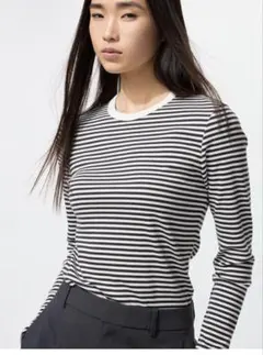 UNIQLO ソフトリブクルーネックT 長袖 ボーダー Ｌサイズ