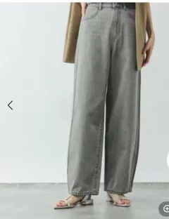 グローバルワーク　バギーデニムパンツ　グレーLサイズ