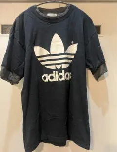 希少 80s-90s デサント製 adidas ビッグロゴTシャツ 日本製 L