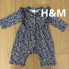 ネイビー花柄ロンパース 68cm