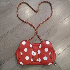 ドットリボンウォレットポシェット赤（難あり）
