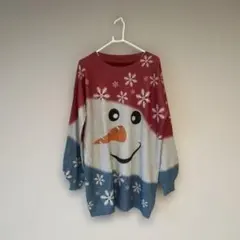 スノーマン柄 クリスマス ニット セーター 雪柄 トップス