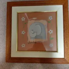 木製フレームの象のイラスト30cm☓30cm
