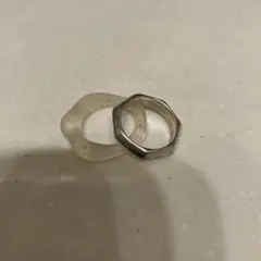 チチカカ　シルバー 六角形リングと透明リングセット