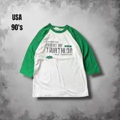 90sカナダ製ヴィンテージ企業T 七分袖ラグラン ミニTシャツ フェードのサムネイル