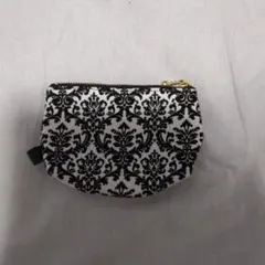 ダマスク柄ミニポーチ 白黒