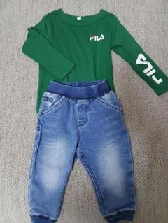 FILA 長袖Tシャツとデニムパンツ 2点セット 95cm