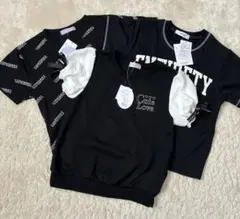 女の子キッズ　Tシャツ　トップス半袖　3枚セット黒まとめ売り140～160cm