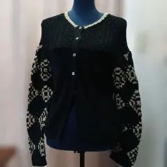 traumeraeiレディース ニットカーディガン ブラック 刺繍