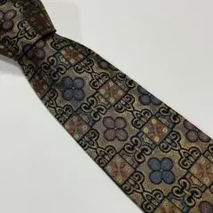 【ネクタイ　アート　パターン柄　ジャガード　シルク　古着】