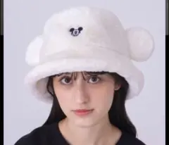 디즈니 파바케하 팬캡 미키 솜털 모자 화이트