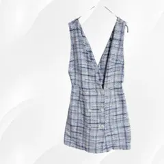 【ZARA】ワンピース　ジャンパースカート　ツイード　チェック柄　サイズS