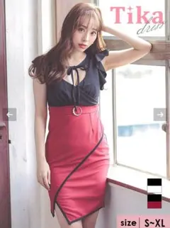 Tika キャバドレス 黒×赤 S