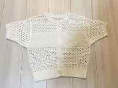 【-3/25期間限定出品】 クロシェ編み半袖カーディガン