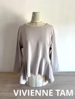 薇薇安·譚/上衣/針織衫/彈性/長袖/38/灰米色