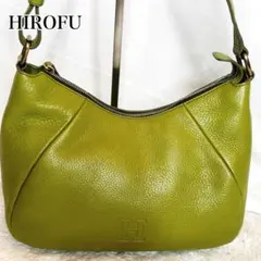 HIROFU ヒロフ ハンドバッグ ライトグリーン レザー 本革 シボ革1341