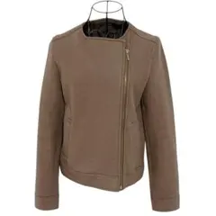 【ブギウギ】ブラウン ノーカラージャケット ゴールドファスナー size 38