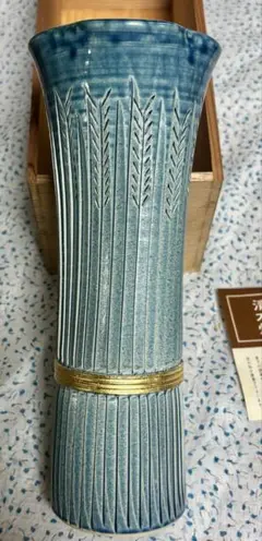 たち吉　清水焼　花瓶 稲穂文様 金彩装飾 木箱入り　未使用のサムネイル