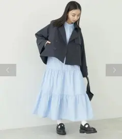 ストライプシャツワンピース、水色体型カバーワンピース、しまむら、coca、gu