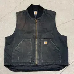 カーハート Carhartt ダックベスト ブラック フェード ボロ 雰囲気系 Carhartt ダック地 ベスト ブラック カーハート ダック XL TALL