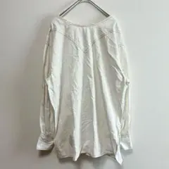 レトロガール　綿100%　ブラウス　長袖　白　春夏秋　リボン　コットン　スリット