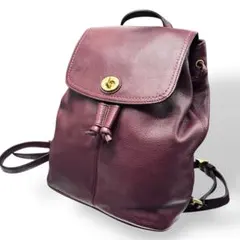 美品　コーチ　リュック　ターンロック　巾着型　本革　パープル