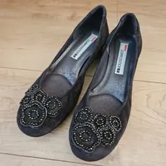☆CONPOSITION9☆ブラック？グレー？スウェードパンプス☆美品２４☆