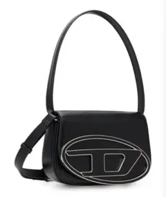 DIESEL ユニセックス ハンドバッグ ロゴ付き黒ショルダーバッグ