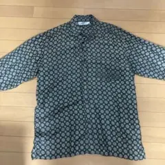 柄シャツ　総柄　シルク　古着　メンズ　ヴィンテージ　M